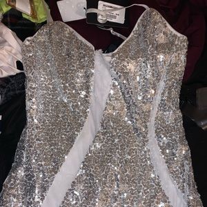 Silver and white dress